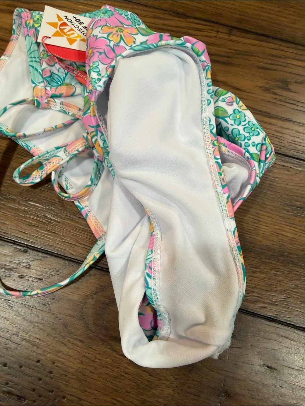 Floral Girls' One-Piece Swimsuit in Pink & Mint - Picture 7 of 7